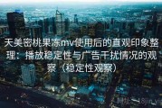 天美密桃果冻mv使用后的直观印象整理：播放稳定性与广告干扰情况的观察（稳定性观察）