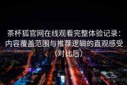 茶杯狐官网在线观看完整体验记录：内容覆盖范围与推荐逻辑的直观感受（对比后）