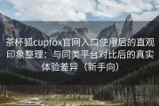 茶杯狐cupfox官网入口使用后的直观印象整理：与同类平台对比后的真实体验差异（新手向）