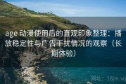 age 动漫使用后的直观印象整理：播放稳定性与广告干扰情况的观察（长期体验）