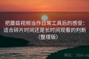 把蘑菇视频当作日常工具后的感受：适合碎片时间还是长时间观看的判断（整理版）